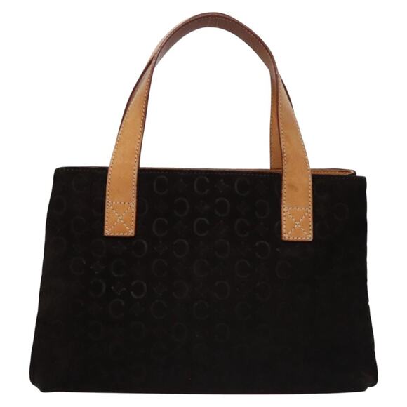 CELINE C Macadam Canvas Hand Bag Suede Dark Brown Gold - Picture 2 of 13